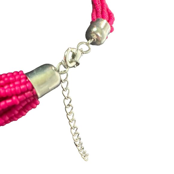 Several Strand Pink Beaded Necklace & Earring Set - Picture 5 of 5